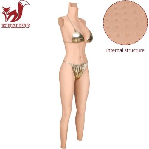 KUMIHO NO Oil Fullbody Suit Crossdress Silicone Breast Form E Cup Boobs False Vagina With floating point Transgender Drag Queen