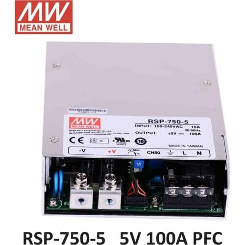 Meanwell RSP-750-5 PFC laboratory power supply 5V 100A 500W Switching Power Supply Driver for LED Strip AC 86-264V to DC 5V