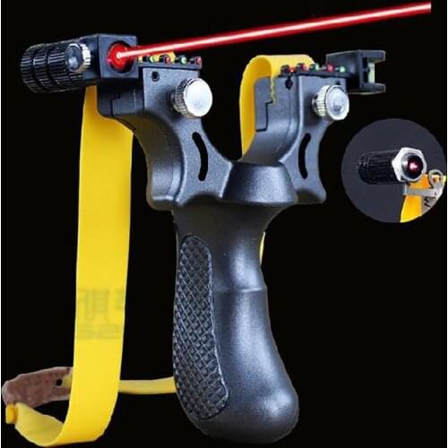 Laser Aiming Slingshot Resin Catapult with Flat Rubber Band Outdoor High Precision Hunting Shooting Slingshot