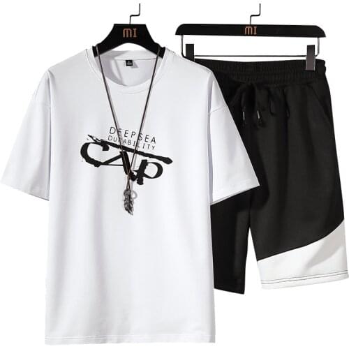 Hot-Selling Summer Men T-Shirt Pants Set Casual Brand Fitness Jogger Pants T Shirt Hip Hop Fashion Mens Tracksuits