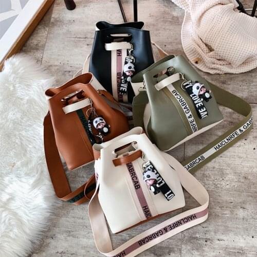 Fashion Women Leather Crossbody Bag Casual Shoulder Bucket Bag White Messenger Purse and Handbag Shopper Tote 2021 Sac A Main