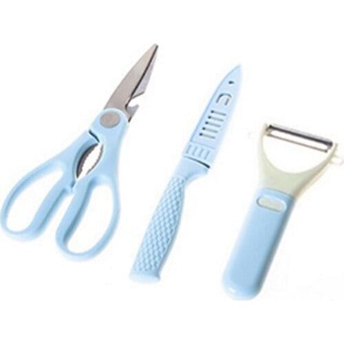 Stainless Steel Scissors Skinning Knife Fruit Knife Set Household Multifunctional 3-Piece Set