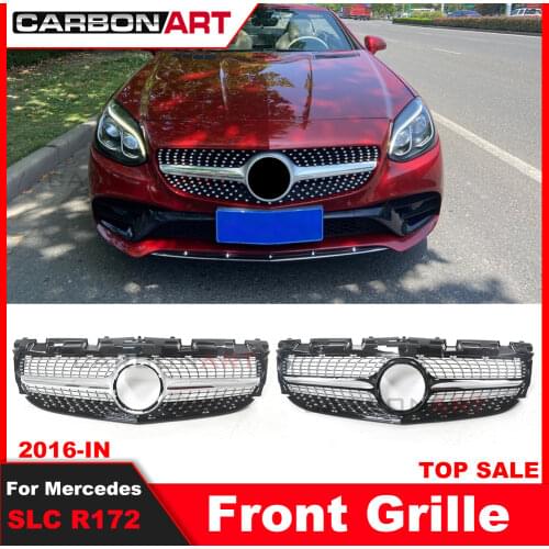 Chrome glossy black diamond racing grille for SLC class R172 without emblem 2016