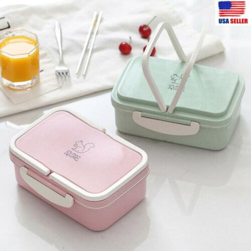 Portable Healthy Material Lunch Box 2 Layer Wheat Straw Bento Boxes Microwave Dinnerware Food Storage Container Foodbox