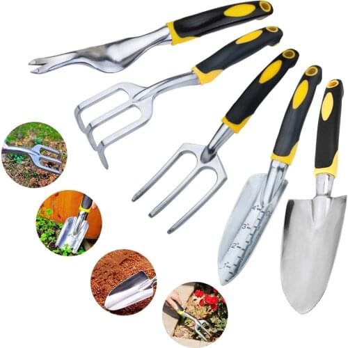 Manual Gardening Tool Set Hand Rake Shovel With Scale Transplant Dig Weeder Cultivator Trowel Non-Slip Ergonomic Handle Tools