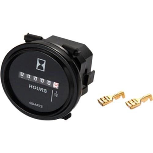 Snap in Hour Meter Round LCD Hour Meter Quartz Hour Meter DC 6-80V for Fork Cart Boat Tractor Generator Engine Mower
