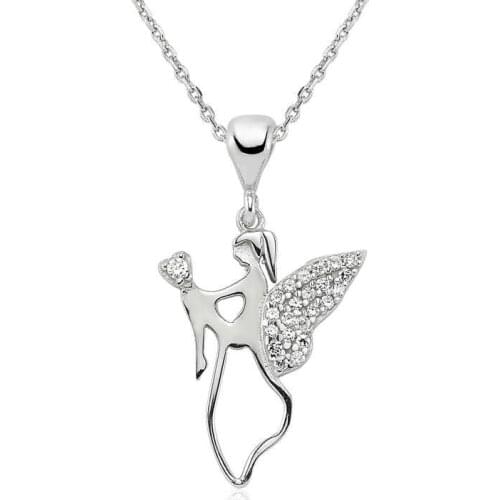 Silver Angel Mother Lady Necklace