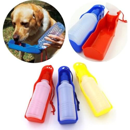250ml Foldable Pet Dog Drinking Water Bottles Travel Hand Held Puppy Dogs Squeeze Water Bottle Dispenser Flip Down Water Pan