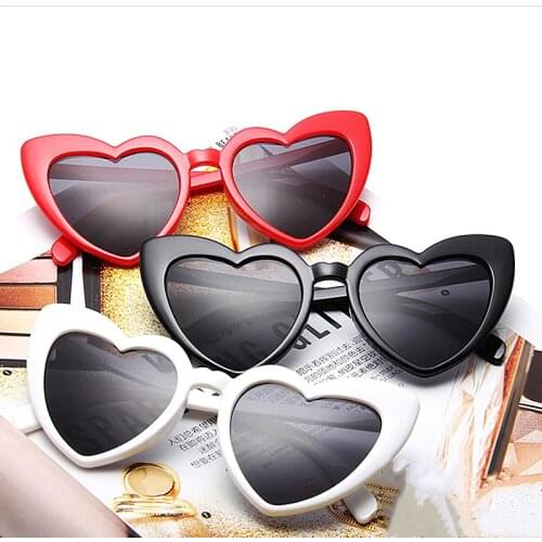 Ladies Heart Shaped Sunglasses Women Brand Designer Retro Love Heart Colorful Glasses Cat Eye Sun Glasses Oculos UV400