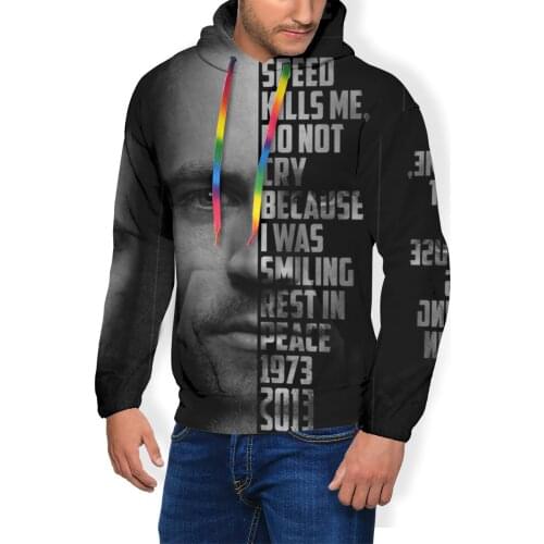 Paul Walker Hoodie Paul Walker Text Portrait Hoodies Streetwear Popular Pullover Hoodie Men Autumn Hoodies