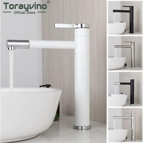 Torayvino 360 Swivel Bathroom Faucet Basin Sink Single Handle Single Hole Deck Mount Faucets Bathtub Hot & Cold Mixer Water Tap