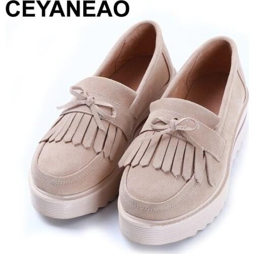 CEYANEAO 2018 Womens Shoes Genuine Leather Flats Moccasins Oxford Mother Girls Slip On Casual Shoes Women Shoes