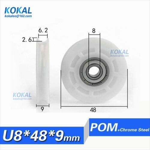 [U0848-9]10PCS high quality guide track U groove 608zz sliding roller wheel embroidery machine ball bearing pulley 0848UU 8*48*9