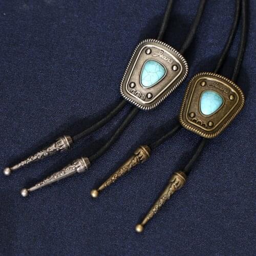 Vintage Western Cowboy Mens BOLO Tie Slide Jeans & Turquoise Super Wide Woven Rope