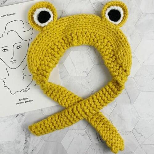 Cartoon Cute Frog Knitted Hat Winter Warm Skull Cap Beanie Hat for Kids Boys Girls Cosplay Costume Party Photo Props