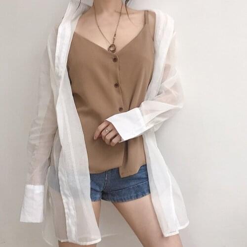 Womens Simple Casual Fashion V-Neck Single Breasted Solid Camisole Brand New And High Quality