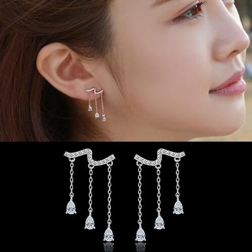 Stud earring 2016 New arrival fashion 925 pure silver stud earring tassel Women silver earring anti-allergic girlfriend gifts