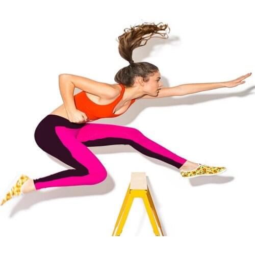 Yoga Cotton Womens Sports Leggings Trousers Fashion AB Face Two Tone