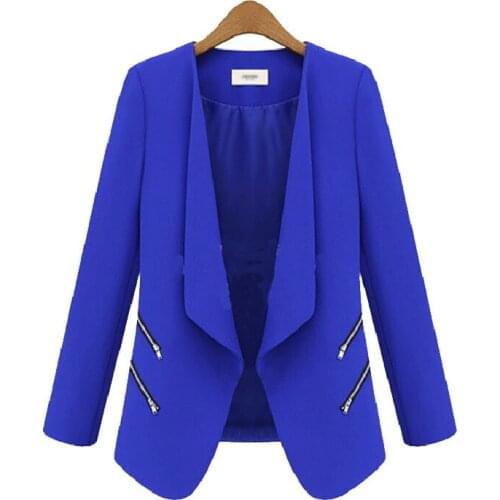 Women Autumn Slim Solid Long Sleeve Blazer Jacket Coat Female Casual Elegant Plus Size Outerwear Clothes Office Lady Suit Tops