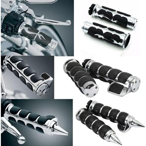 1" or 7/8'' 4-Ring Air Cushioned Hand Grips w/ Throttle For Harley Honda Kawasaki Suzuki Yamaha Bikes Cruiser Chopper Custom