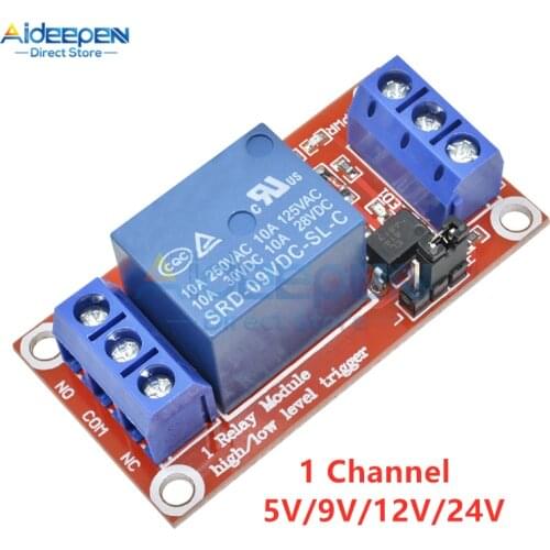 DC 5V 9V 12V 24V 1 Channel Relay Module With Optocoupler Shield Board High And Low Level Trigger Power Supply Module For Arduino
