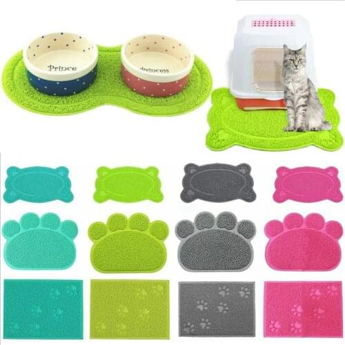 1pcs Pet Dog Puppy Cat Feeding Mat Pad Cute PVC Bed Dish Bowl Food Feed Placement Cat Toilet Mat