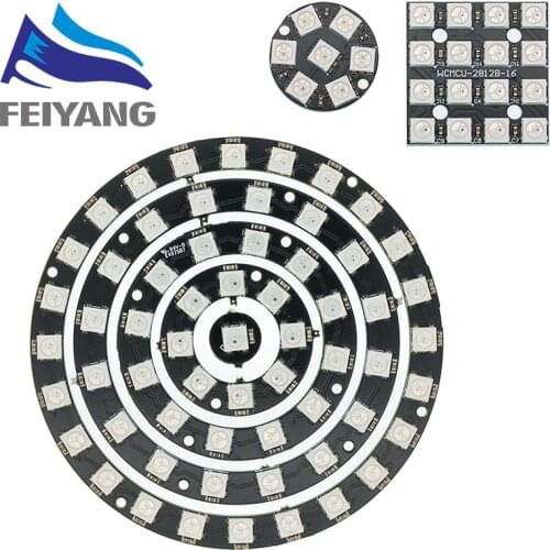 10PCS 5V 1Bit 7Bit 8Bit 12Bit 16Bit 24Bit WS2812 5050 RGB LED Ring Lamp Light + Integrated Drivers For Arduino Diy