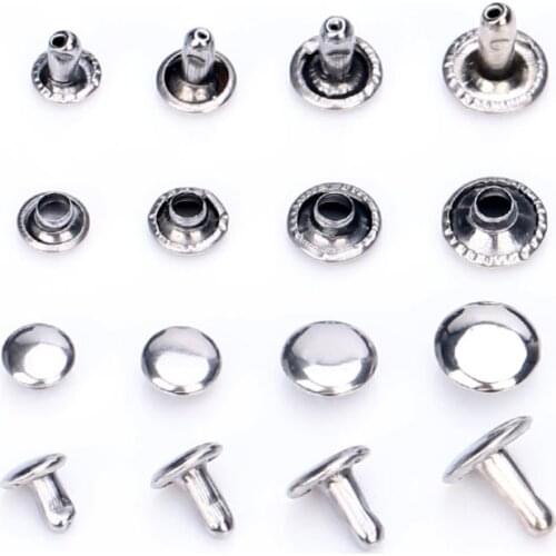 100 set Round Mushroom Shaped Metal Rivets DIY Punk Style Leather Shoes Bag Bracelet Rapid Studs (Silver)