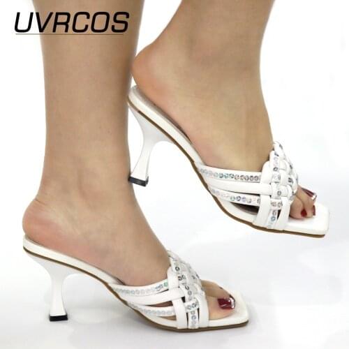 2021 Fashion Women Slippers and Bag for Party Wedding Plus Size Women Shoes 42 Heel Luxury Designer High Heels Sandals Women