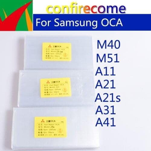 50pcs/Lot OCA Optical Clear Adhesive For Samsung Galaxy M40 M51 A11 A21 A21s A31 A41 For Mitsubishi Film OCA Glue