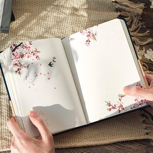 Color Inside Page Notebook Chinese Style Diary Creative Hardcover Diary Books Weekly Planner Handbook Scrapbook Birthday Gift