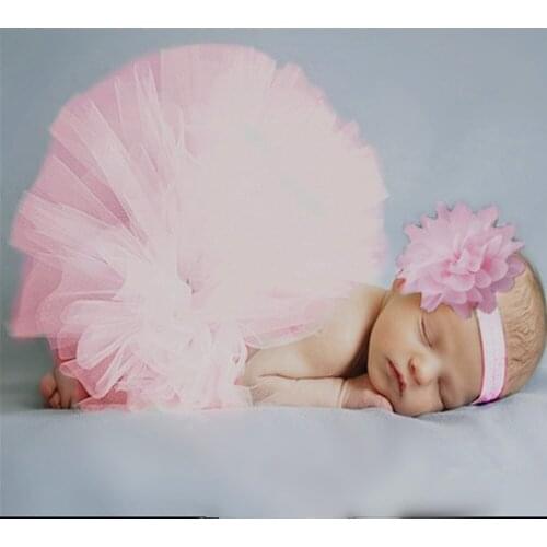 Hi Hi Baby Store Newborn Baby Girls Skirt Tutu Clothes Knitted Crochet Photo Prop Outfit Headband