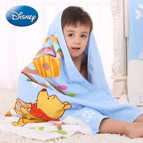 Disney Cartoon Pooh Bear Mickey Mouse Cotton Gauze Bath Towel Bath Towel Quilt Blanket Super Soft Absorbent