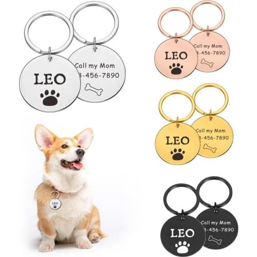 Pet ID Tags Cat Dog Puppy ID Tag Pet Dog Collar Accessories Anti-lost Personalized Custom Dogs Name Tags Pendant Free Engraved