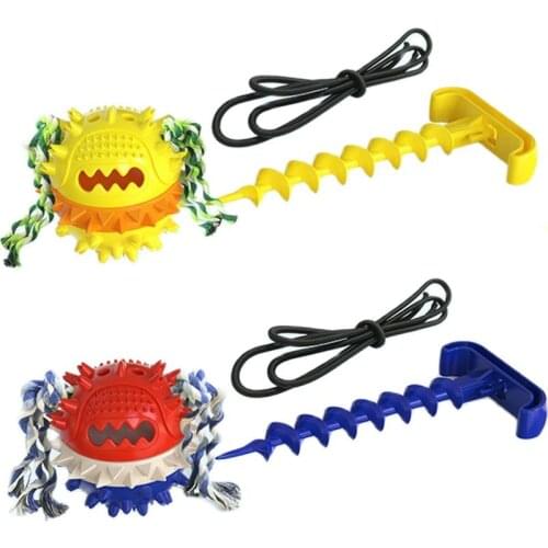 New Pet Dog Interactive Suction Cup Push Ball Toys Outdoor Tug-of-War Dog Outdoor Drawstring Ball Vocal Tooth Cleaning Supplies