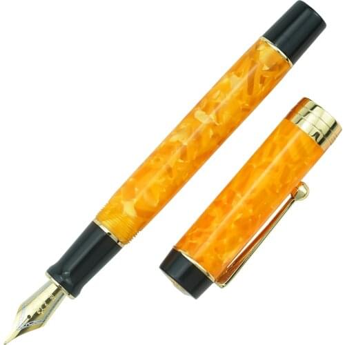 Jinhao 100 Centennial Resin Fountain Pen Ice Orange EF/F/ 18KGP M/Bent Nib with Converter Writing Business Office Gift Ink Pen