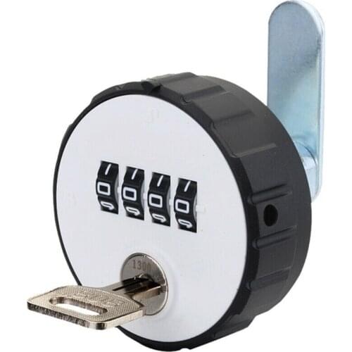 Combination Cabinet Cam Lock 4 Digital Round Padlock with Key Drawer Door Gym
