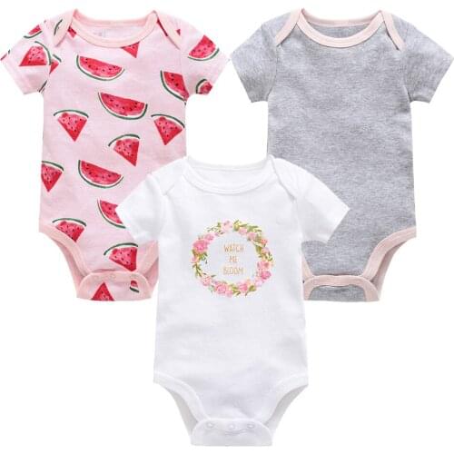 3pcs Summer Cartoon Baby Girl Bodysuits Ropas Bebe De Infant Overalls Cotton Short Sleeve Bodysuit Toddler Baby Girls Jumpsuit