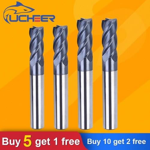 UCHEER Cutting HRC45 4 Flutes Flat cutter 4/ 6mm Machine Tools Alloy Carbide Milling Cutter End Mill Router Bit