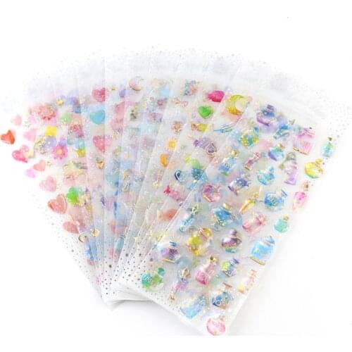 Gilding Decorative Stickers Colorful Wishing Bottles Adhesive Stickers DIY Stereoscopic Decoration Diary Stationery Stickers