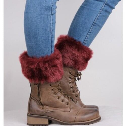 1 Pair High Quality New Women Winter Leg Warmers Lady Crochet Knit Fur Trim Leg Boot Socks Toppers Cuffs
