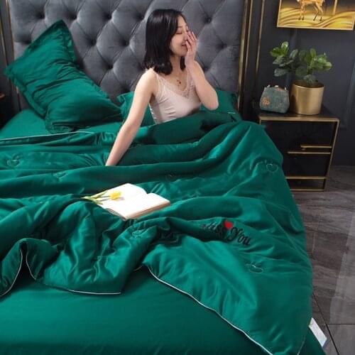 Solid Color Summer Blanket WashingTencel Summer Quilt 4pcs Students DormitoryComfortable Soft Breathable Air Conditioner Blanket