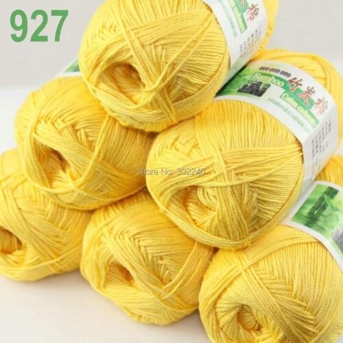 Lot of 6 Skeins Super Soft Natural Bamboo Cotton Knitting Yarn Yellow 927