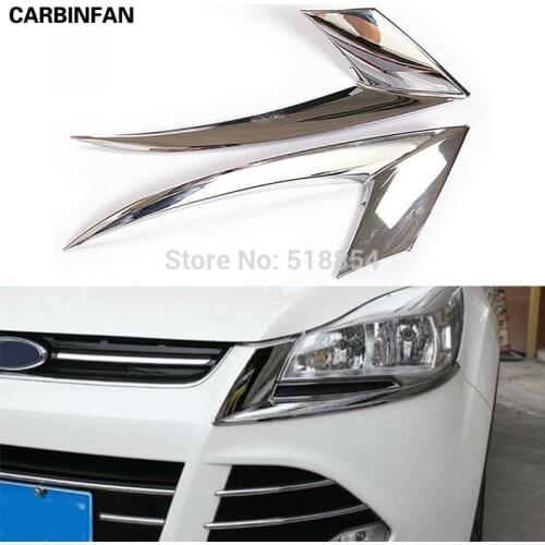 FIT FOR 2013 2014 2015 2016 FORD ESCAPE KUGA CHROME FRONT HEAD LIGHT LAMP HEADLIGHT TRIM COVER EYELID EYEBROW MOLDING GARNISH
