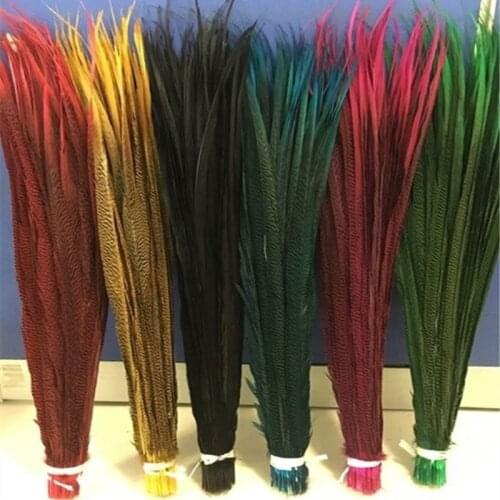 MFeather 70-75CM Gold Pheasant Feathers Dyed Colorful Lady Amherst Pheasant tails Feather For Carnival Decorations Plumes Plumas