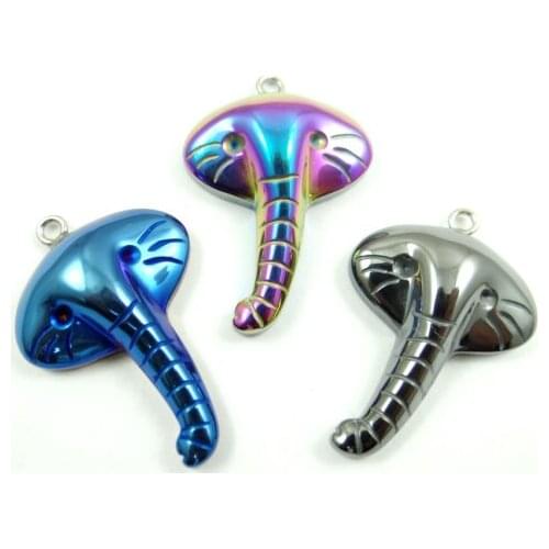 46*28MMWholesale Natural stone Titanium Hematite stone Elephant nose pendant Jewelry Making charms Gem necklace 3pcs/lot A16