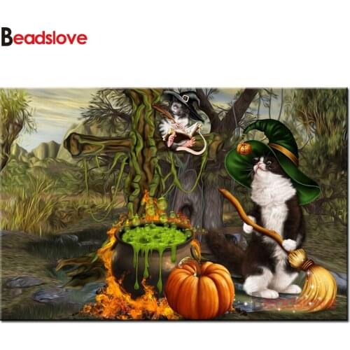 FULL Mosaicblack cat 5D DIY Diamond art Embroidery home decoration halloween pimpkin diamond painting cross stitch New Year gift