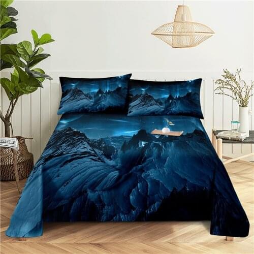 Beautiful Night Scene Bedding Sheet Home Digital Printing Polyester Bed Flat Sheet With Pillowcase Print Bed Sheet