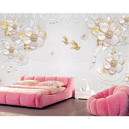 Luxury European Jewelry Flower 3d wallpaper mural papel de parede,living room sofa TV wall bedroom wall papers home decor cafe