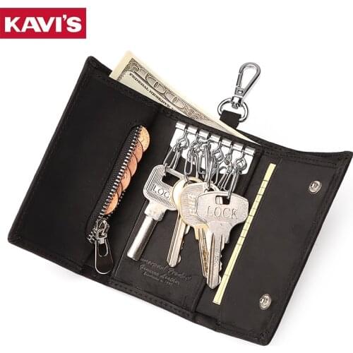 KAVIS Luxury Brand Genuine Leather Male Key Wallet Men Keychain Covers Coin Purse Mini Walet Holder PORTFOLIO Housekeeper 2020